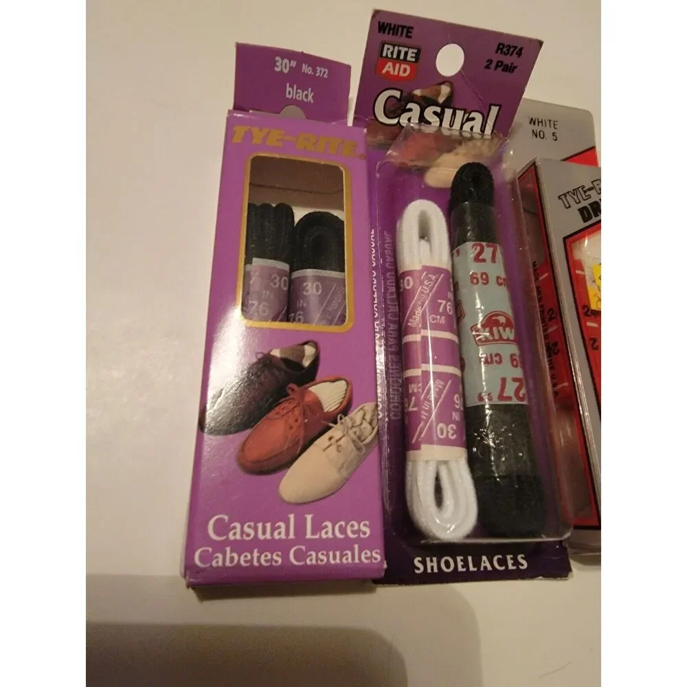 Lot Of 7 Shoelaces Casual Vintage Laces Various Sizes And Colors Blk Brown‎ Wht
